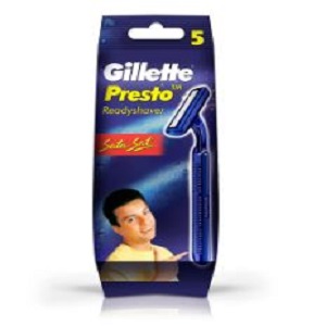 GILLETTE PRESTO READY SHAVER 5'S PACK 1006