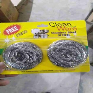 ANKIT STAINLESS STEEL SCRUBBER (2 PCS PACK) WITH SOAP CUM SCRUB DISH 15 GMS 5018