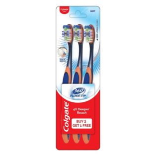 COLGATE 360 DEGREE FLOSS TIP TOOTHBRUSH (SOFT) BUY 2 GET 1 FREE 2133
