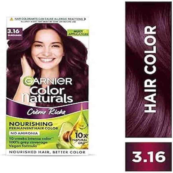 GARNIER COLOR NATURALS CREME RICHE SHADE NO. 3.16 (BURGUNDY) 70 ML + 60G 9734
