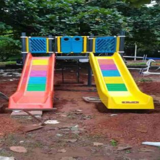 Premium Option: Rainbow Dual-Lane Adventure Playground Set
