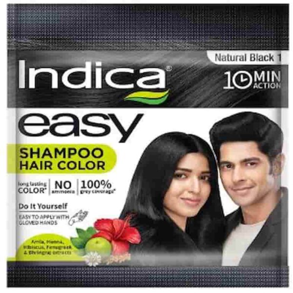 INDICA EASY SHAMPOO HAIR COLOR 10 MINUTES, NATURAL BLACK, 1 - 18ML 6055