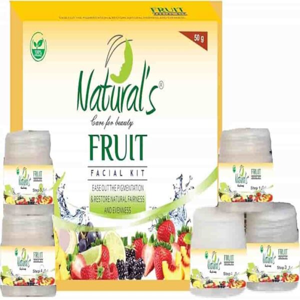 NATURAL BRAND FRUIT FACIAL KIT 50 GM (SET OF 5 CLEANSER 10 GM, FRUIT SCRUB 10 GM, FRUIT SCRUB 10 GM, FRUIT CREAM 10 GM, FRUIT 10 GM, FRUIT PACK 10 GM 7186