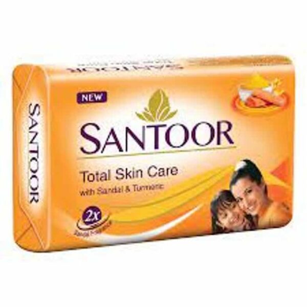 NEW SANTOOR TOTAL SKIN CARE WITH SANDAL & TURMERIC SOAP 100 GM 2 X SANDAL FRAGRANCE 9173