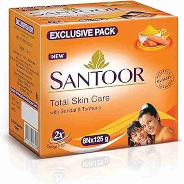 NEW SANTOOR TOTAL SKIN CARE WITH SANDAL & TURMERIC SOAP 150 GM 2 X SANDAL FRAGRANCE 9071