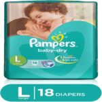 PAMPER BABY DRY DISPOSABLE DIAPERS L-18 9750
