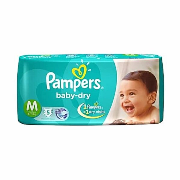 PAMPER BABY DRY DISPOSABLE DIAPERS M-5 9794
