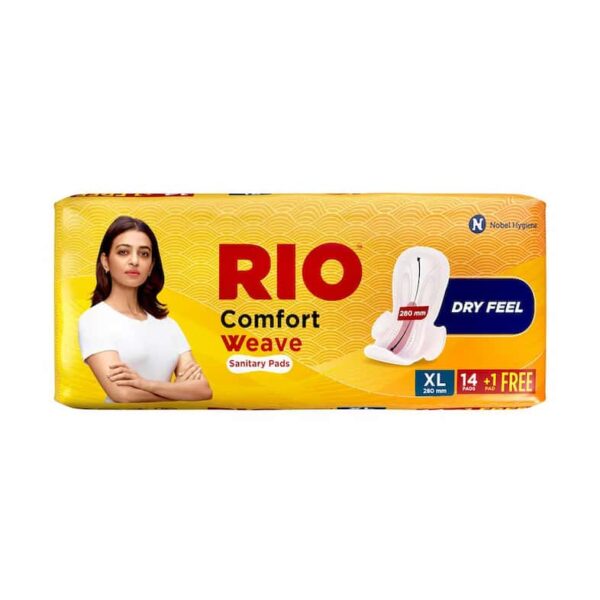 RIO SANITARY NAPKINS OVER NIGHT WITH WINGS COMFORT WEAVE COVER 7'S PACKS 280 MM 9955