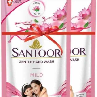 SANTOOR GENTLE HANDWASH MILD 180ML (1+1) TOUGH ON GERMS SOFT ON HANDS GERM SHIELD LOTUS & TULSI 3502