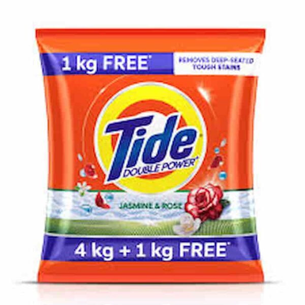 TIDE DETERGENT POWDER WITH DOUBLE POWER JASMINE & ROSE 4 KG + 1 KG = 5 KG 9326