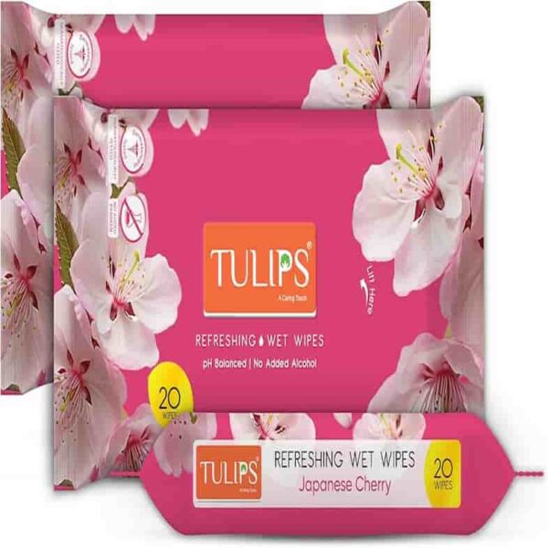 Tulips Refreshing Wet Wipes, Floral Fragrance Summer Fresh, 20 Wipes 8354