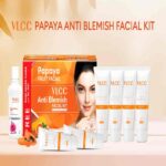 VLCC PAPAYA FRUIT FACIAL KIT- COMFREY CLEANSER CUM TONER, SEED SCRUB, CUCUMBER GEL, PEACH MASSAGE CREAM, ORANGE ANTI TAN PACK OIL FREE MOISTURISING GEL (1 KIT) (10 GM EACH) 7351