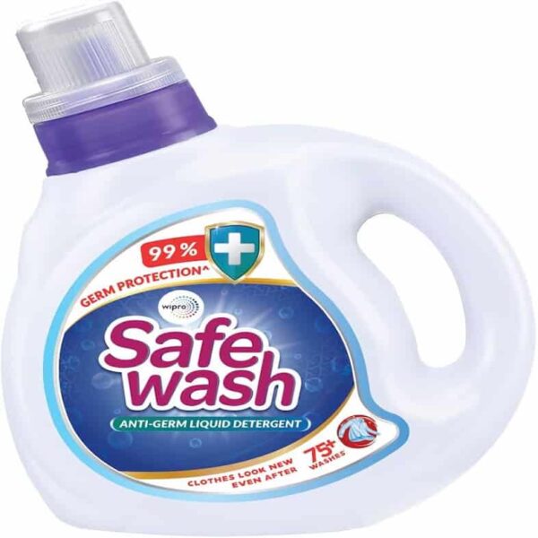 WIPRO Safewash Anti Germ Liquid Detergent 1 Ltr 99% Germ Protection Clothes Look new even after 75 + Washes 8701