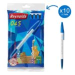 Reynolds 045 Fine Carbure Ball Pen - Blue (Pack of 10)