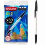 Reynolds 045 Fine Carbure Black Pen - Blue (Pack of 10)