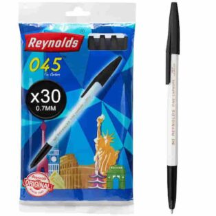 Reynolds 045 Fine Carbure Black Pen - Blue (Pack of 10)