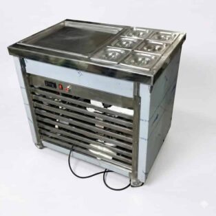 Commercial Fried Ice Cream Roll Machine (Single Pan with Topping Tanks)