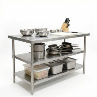 Commercial Stainless Steel Work Table with Double Undershelf
