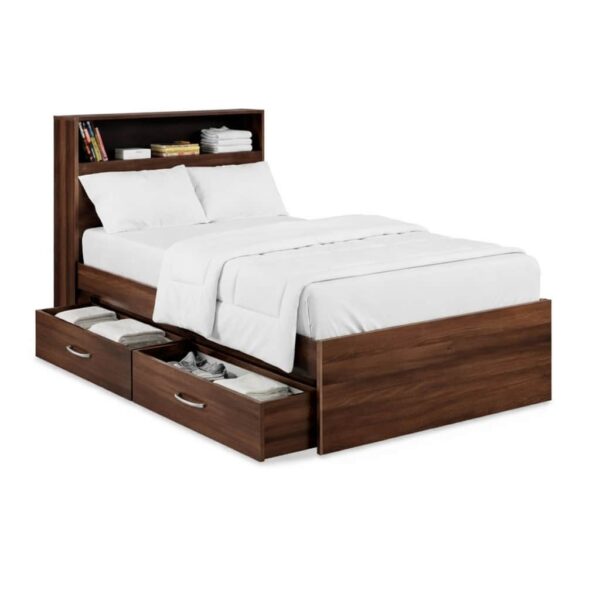 Modern king-size bed with tufted headboard