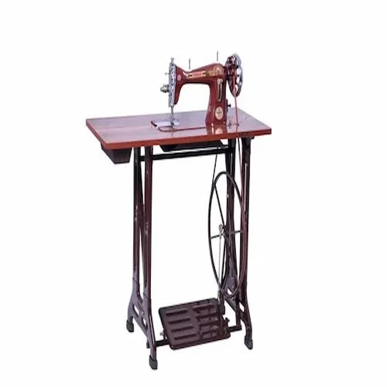 POOJA CLASSIC FOOT COMPOSITE SEWING MACHINE WITH SHEET METAL STAND AND PLYWOOD TABLE COLOUR-CHERRY RED 14176 POOJA CLASSIC FOOT COMPOSITE SEWING MACHINE WITH SHEET METAL STAND AND PLYWOOD TABLE COLOUR-CHERRY RED 14176 - Image 1