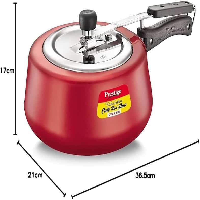 PRESTIGE NAKSHATRA CUTE RED DUO SVACHH ALUMINIUM PRESSURE COOKER 2.0 L (POWER COATED) 14037 PRESTIGE NAKSHATRA CUTE RED DUO SVACHH ALUMINIUM PRESSURE COOKER 2.0 L (POWER COATED) 14037 - Image 1