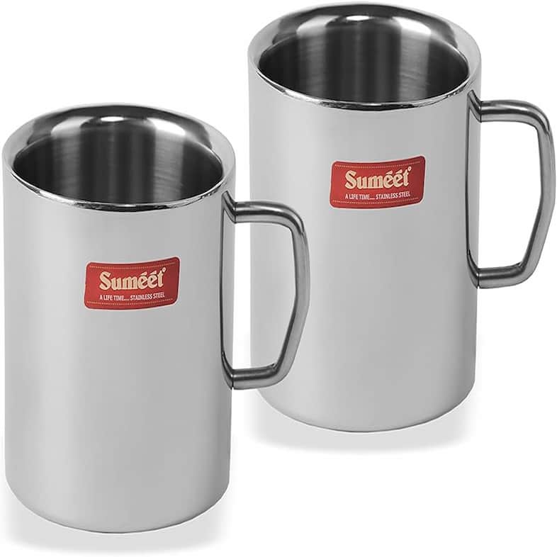 SUMEETRA STAINLESS STEEL TURBO TEA COFFEE MUG 2 PCS BIG SET 13219 SUMEETRA STAINLESS STEEL TURBO TEA COFFEE MUG 2 PCS BIG SET 13219 - Image 1