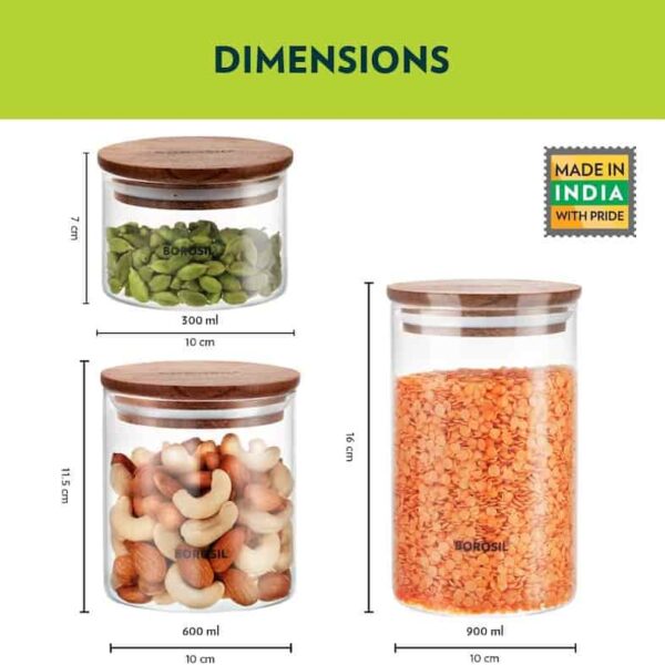 BOROSIL CLASSIC JAR SET OF 3 (300+600+900 ML) 15085