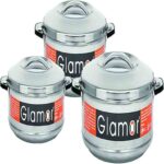 GLAMOR STAINLESS STEEL CASSEROLES SET (SET OF 1000,1500 & 2500) 15130