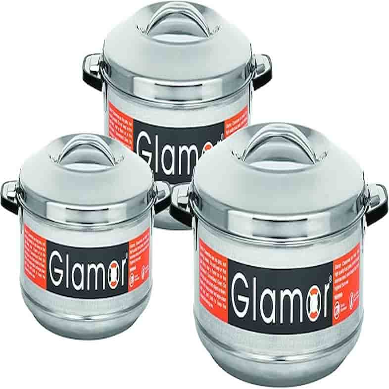 GLAMOR STAINLESS STEEL CASSEROLES SET (SET OF 1000,1500 & 2500) 15130 GLAMOR STAINLESS STEEL CASSEROLES SET (SET OF 1000,1500 & 2500) 15130 - Image 1