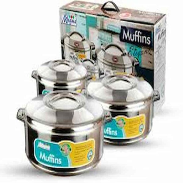 MUFFINS ELEGANT 3 PCS SET 'MAGMA' S S HOT POT (1000, 1500, 2500) 14982